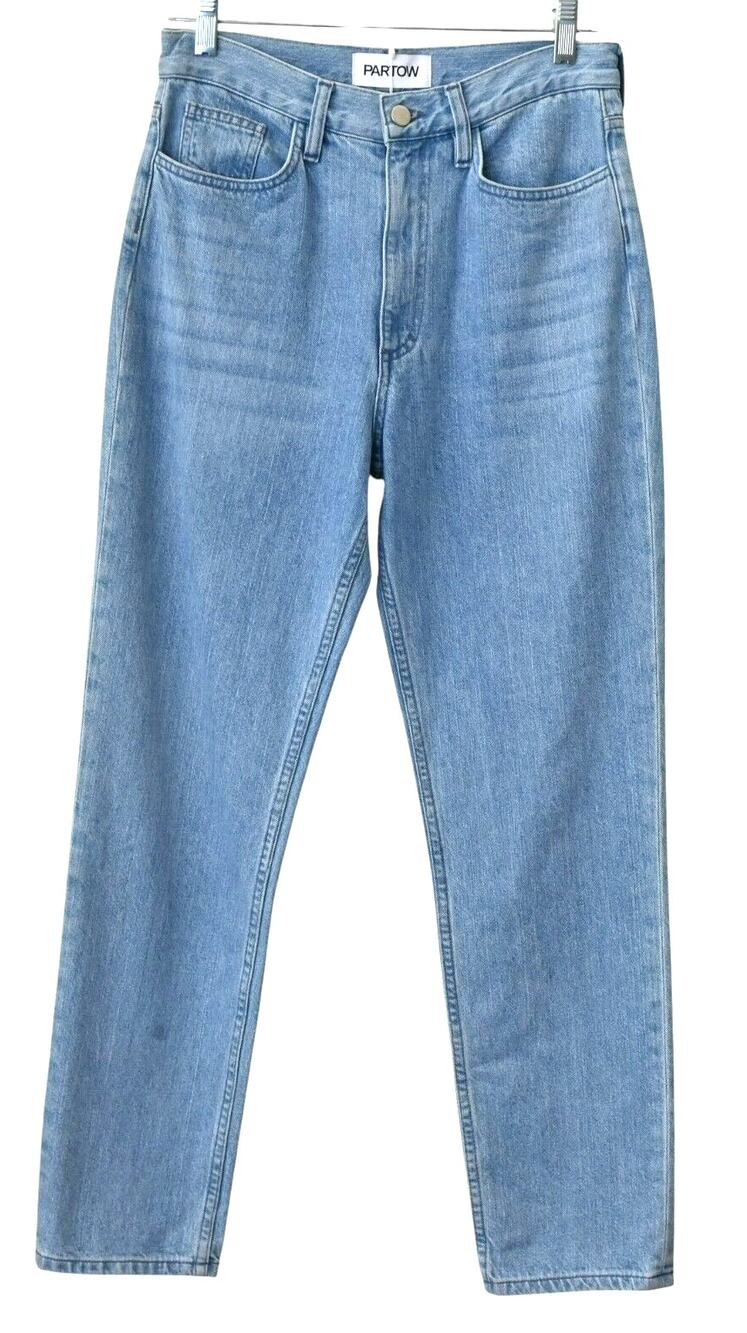Partow Mika Vintage Wash Indigo Blue Denim High Rise Tapered Leg Jeans Size 4